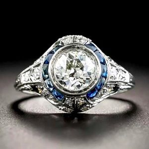 New Sterling Silver & Sapphire Art Deco Ring